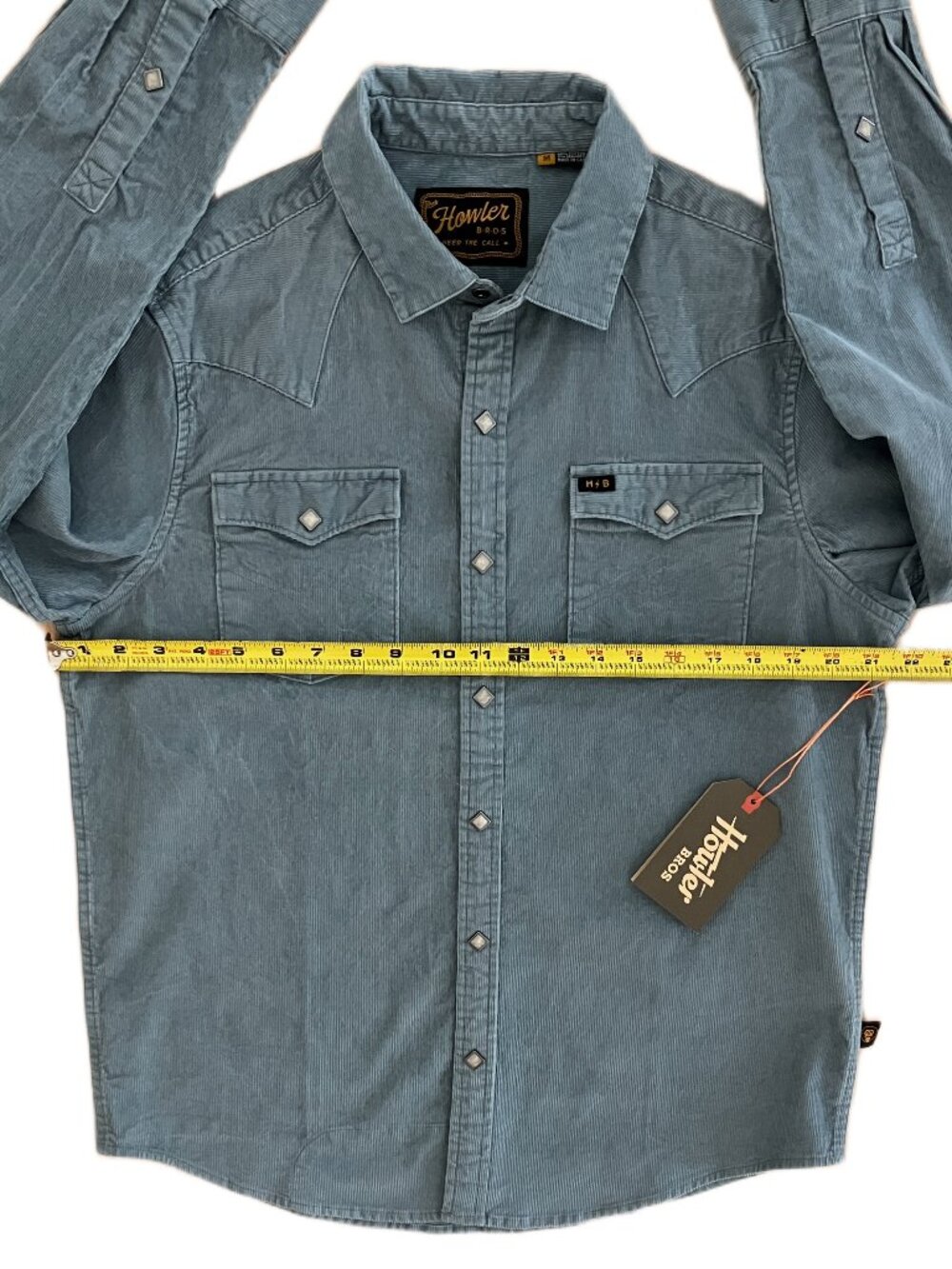 Howler Bros Brothers Banning Corduroy Snapshirt Mens M NWT MSRP$129 Iron Blue - Picture 8 of 12